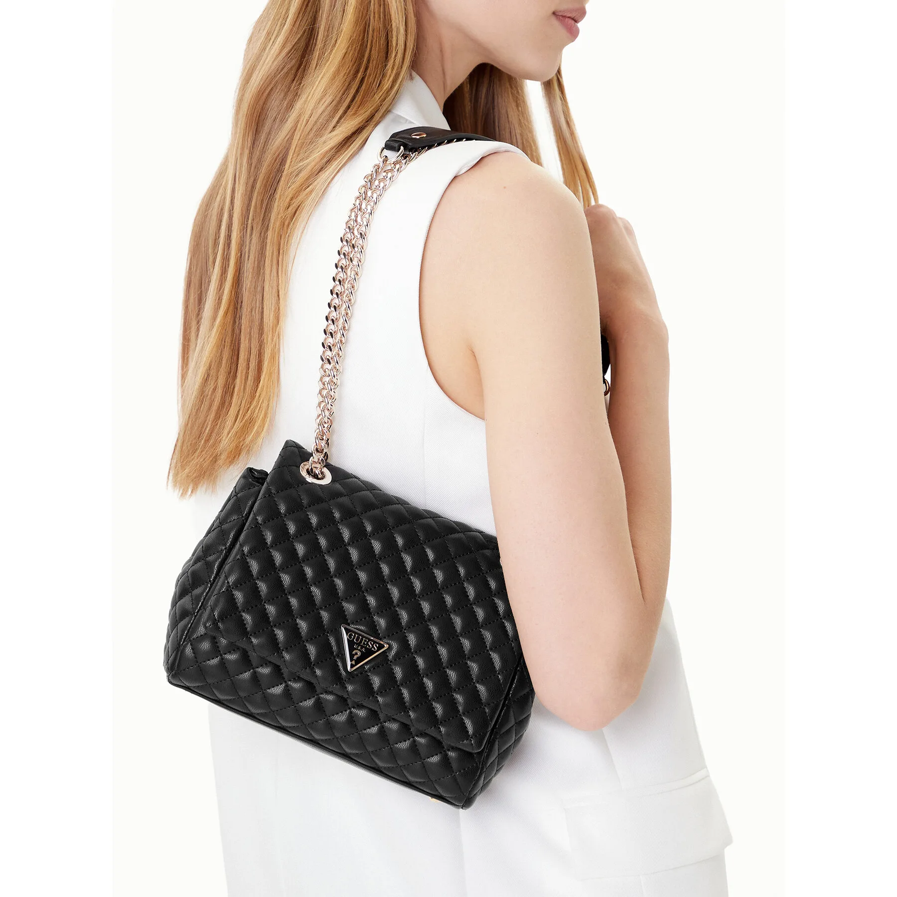 Дамска вечерна чанта Guess Everlee HWQG86 черна – Черен – Дамски вечерни чанти