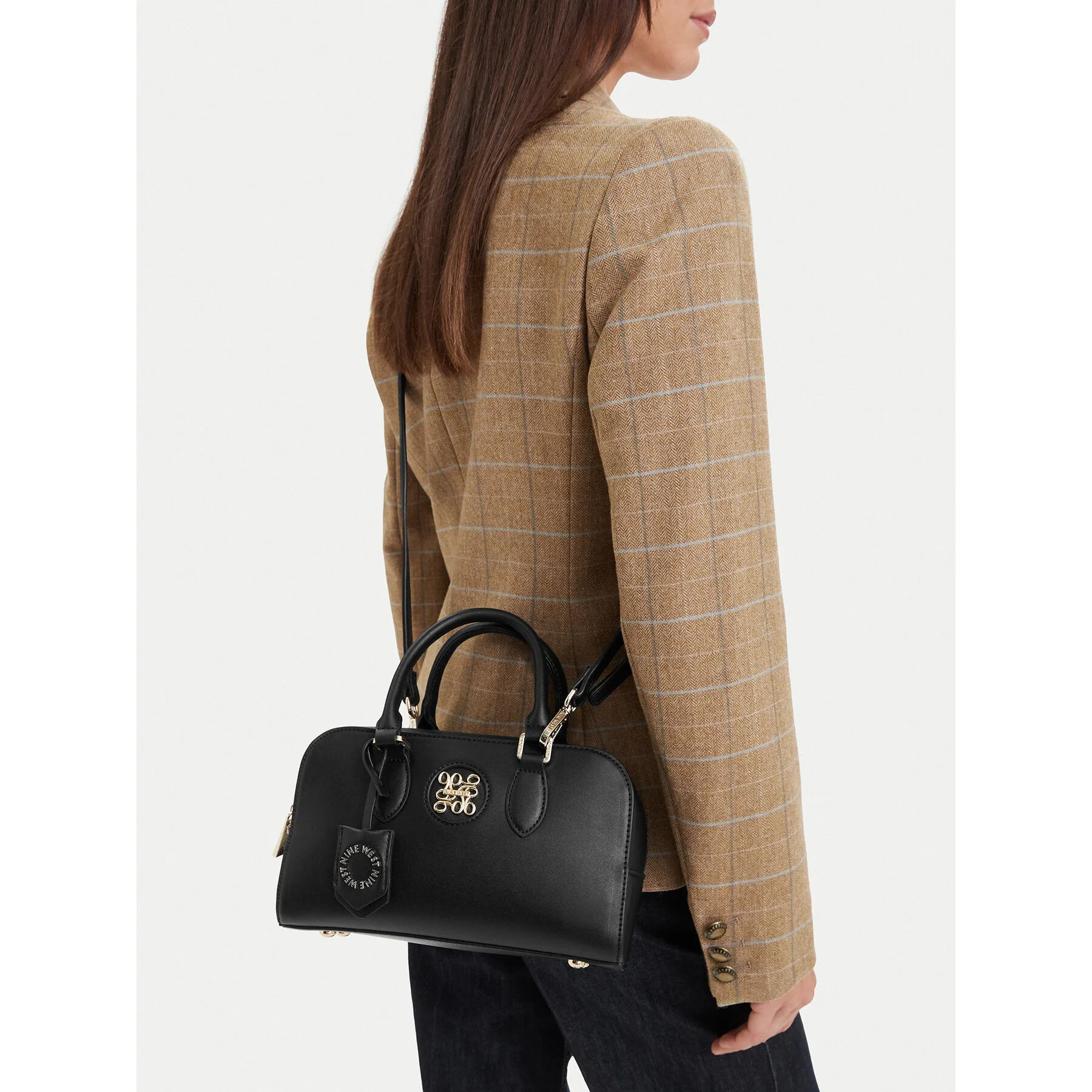 Дамска чанта Nine West Satin черна – Черен – Дамски чанти тип куфарче