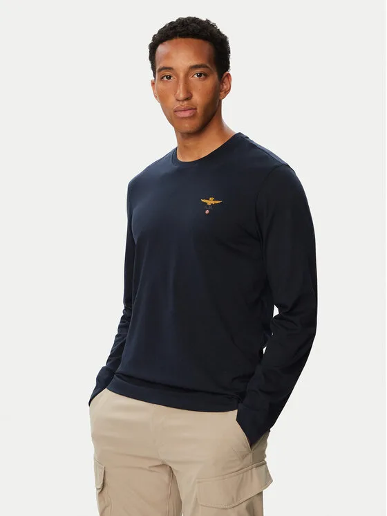 Aeronautica Militare Тениска с дълъг ръкав 262TS2390UJ00372 Тъмносин Regular Fit – Мъжки тениски с дълъг ръка…