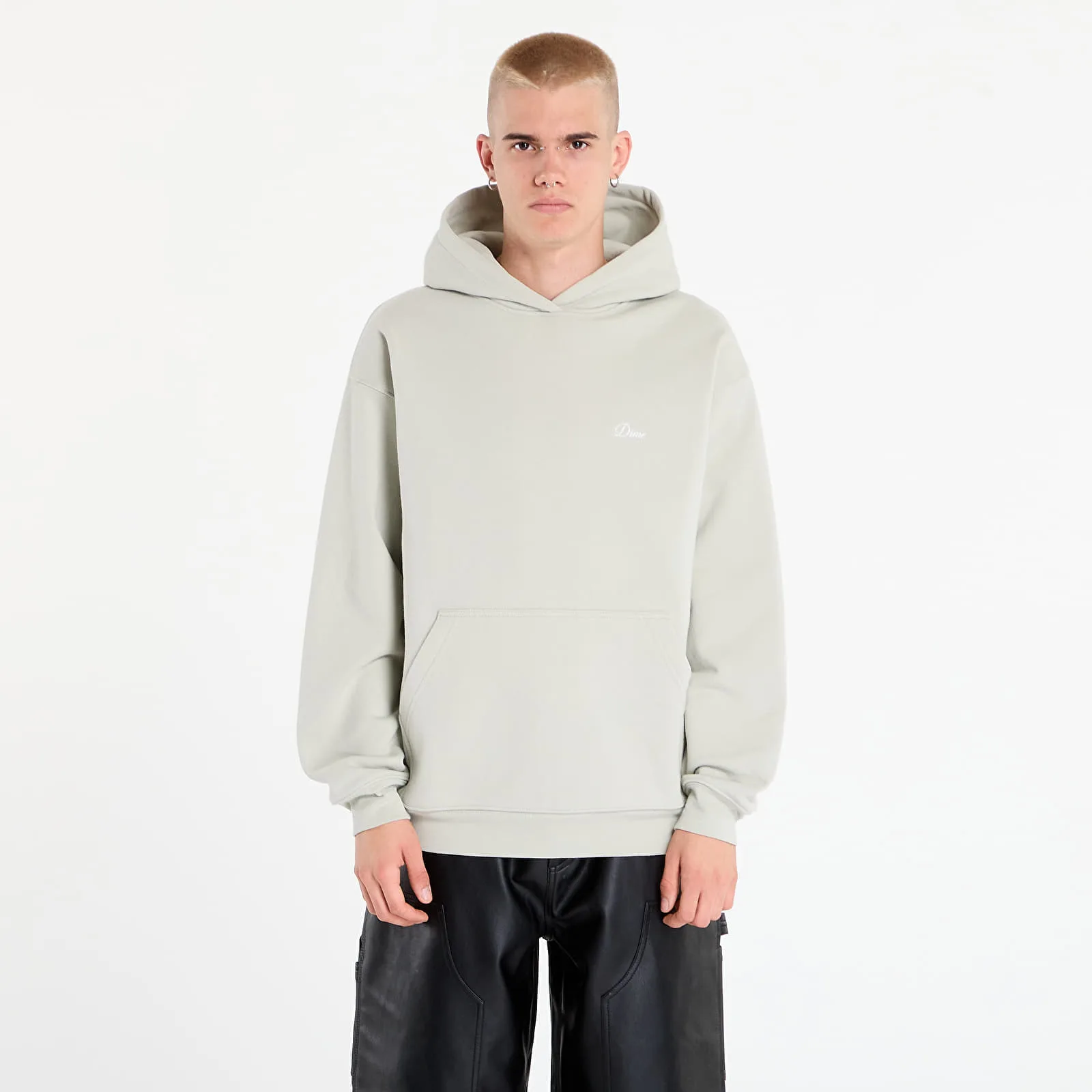 Мъжки суитшърт с качулка DIME Cursive Small Logo тъмносив – Charcoal Moss – Мъжки худита