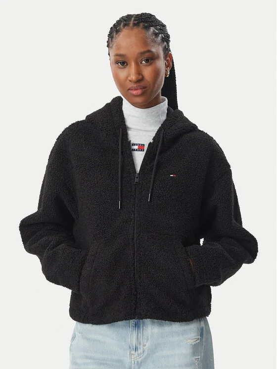 Tommy Jeans Изкуствен кожух Teddy DW0DW23291 Черен Regular Fit – Дамски кожуси