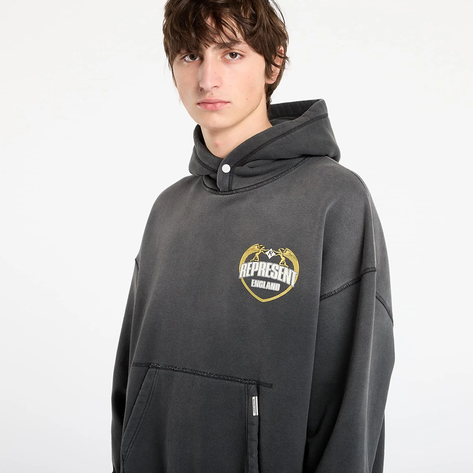 Суитшърт REPRESENT Represent Angel Border Hoodie Stained Black M – Мъжки худита