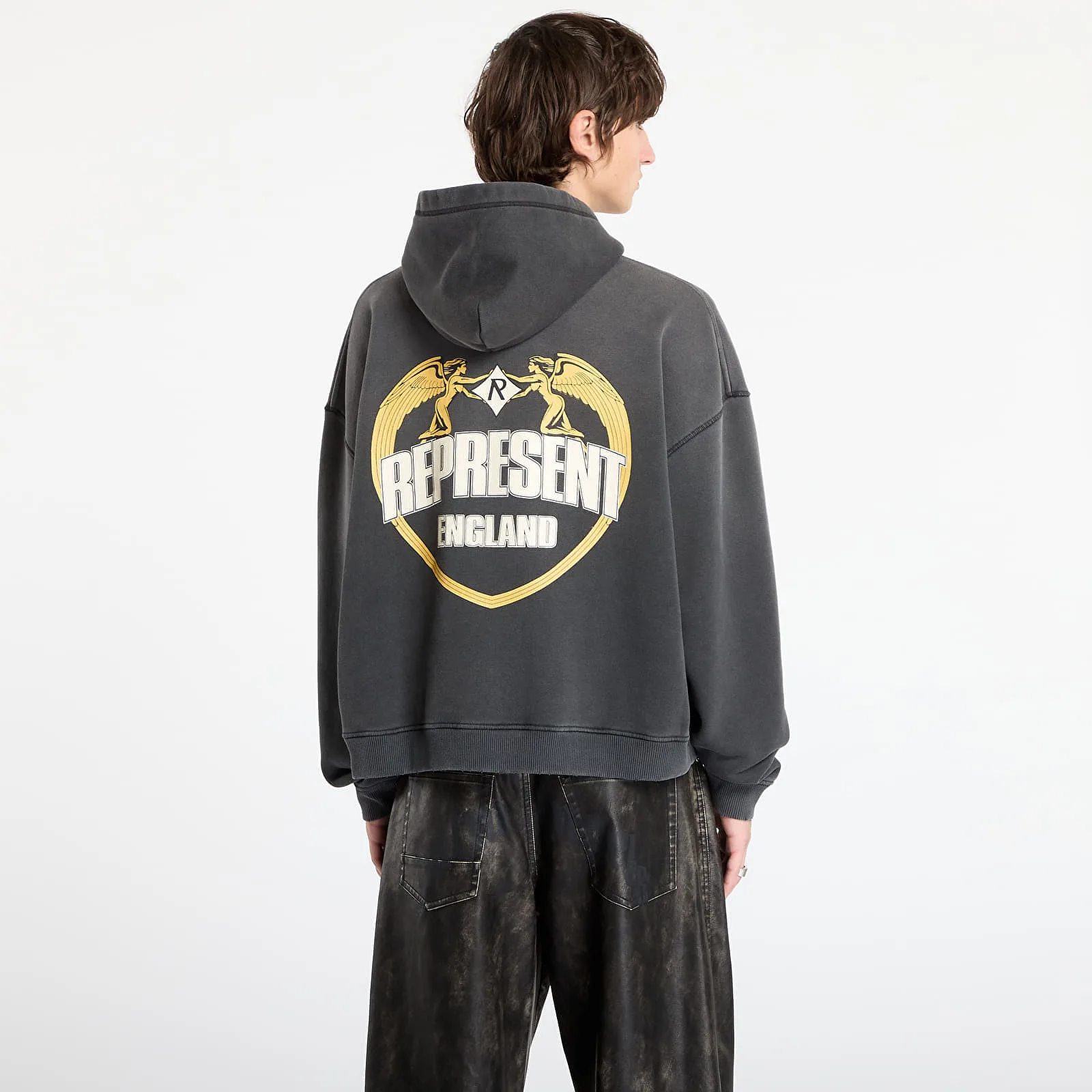 Суитшърт REPRESENT Represent Angel Border Hoodie Stained Black M – Мъжки худита