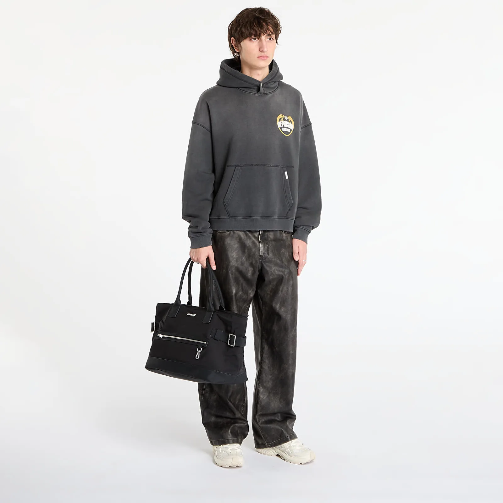 Суитшърт REPRESENT Represent Angel Border Hoodie Stained Black M – Мъжки худита