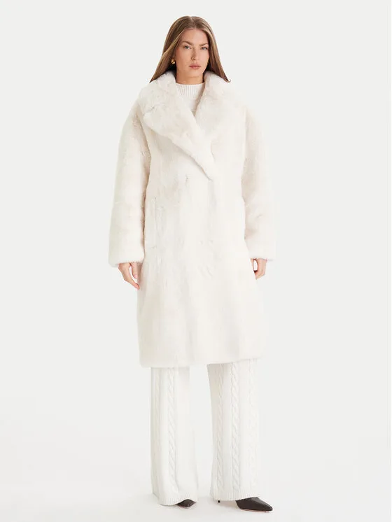 Guess Кожено палто W5BL95 WJ110 Екрю Regular Fit – Кремав – Дамски кожуси