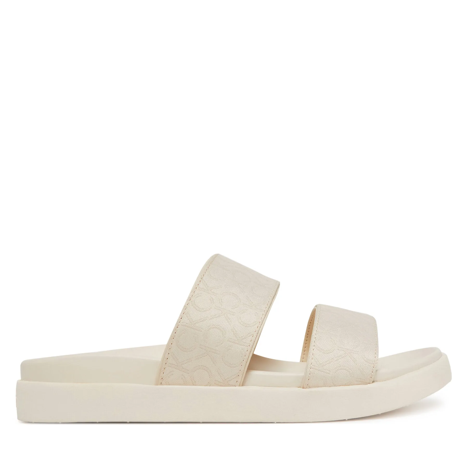 Чехли Calvin Klein Flat Slide Jacq HW0HW02486 Екрю – Кремав – Дамски чехли