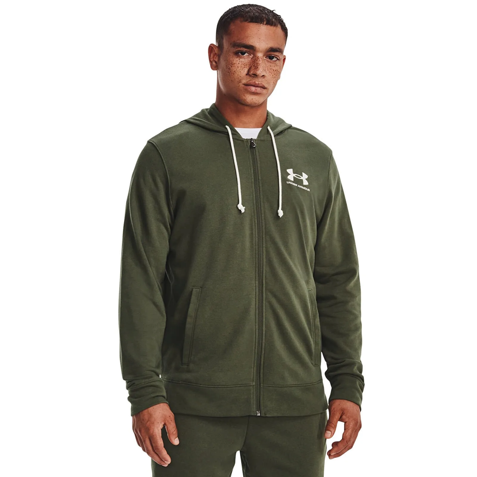 Мъжки суитшърт Under Armour Rival Terry LC FZ зелен – Green – Мъжки суитшърти без цип