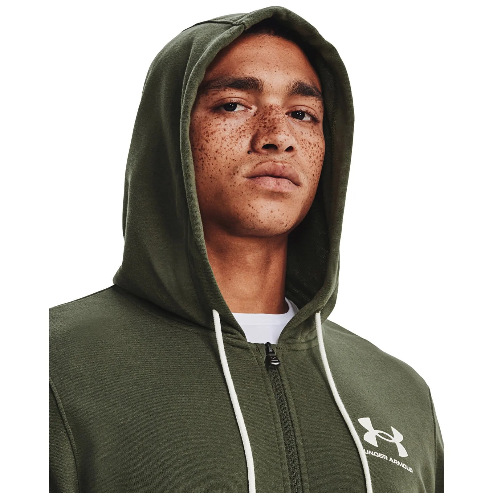 Мъжки суитшърт Under Armour Rival Terry LC FZ зелен – Green – Мъжки суитшърти без цип