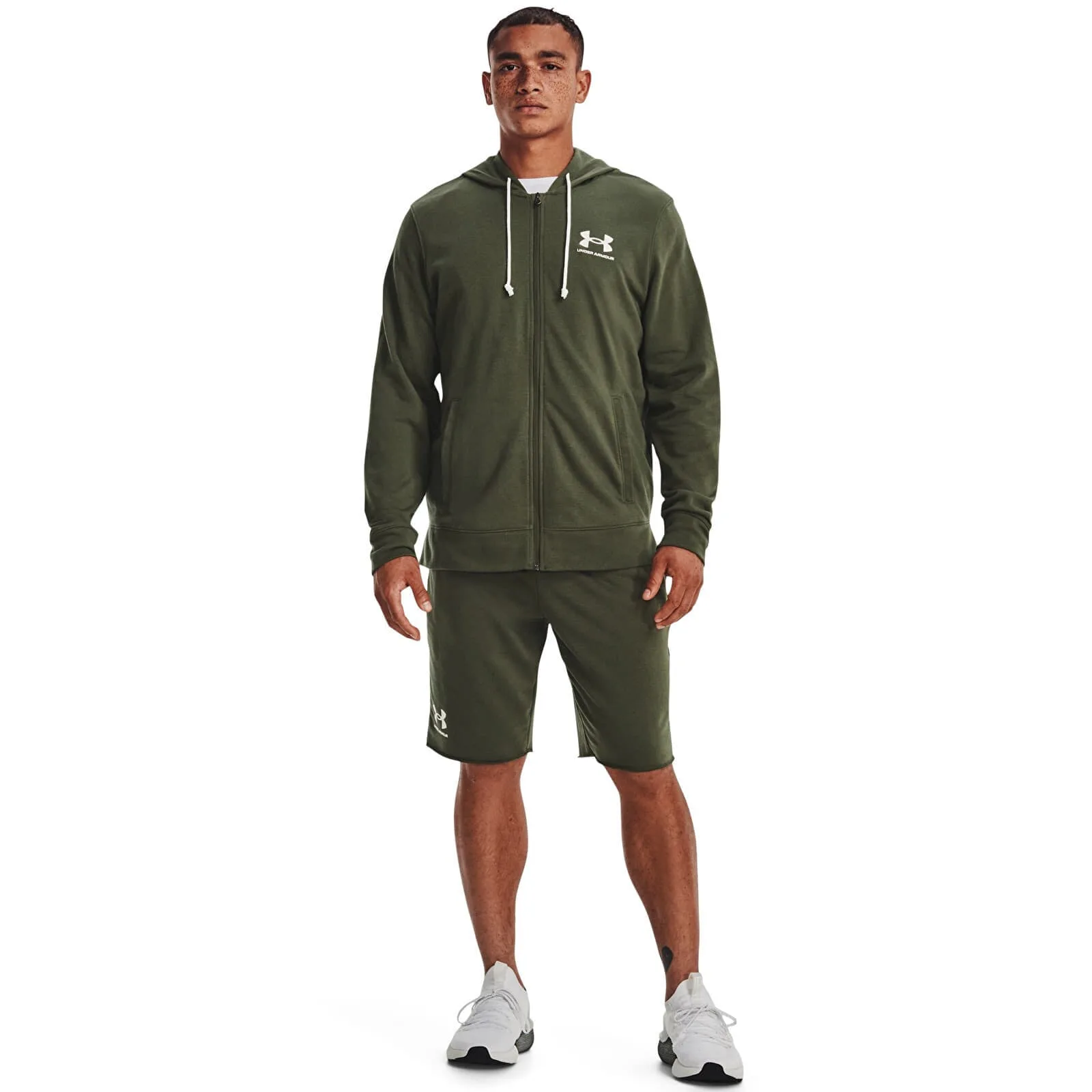 Мъжки суитшърт Under Armour Rival Terry LC FZ зелен – Green – Мъжки суитшърти без цип