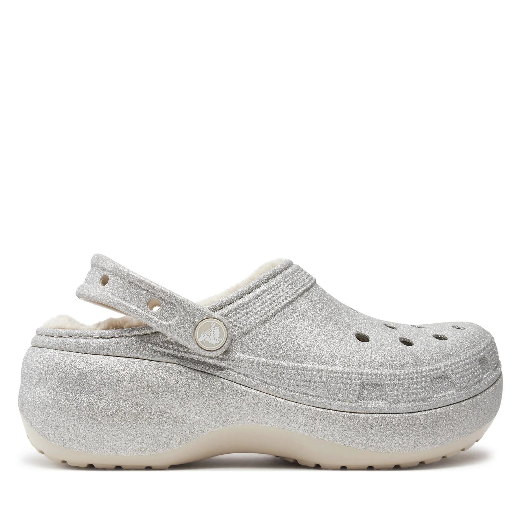 Чехли Crocs Classic Platform Glitter Lined Clog W 210413 Сребрист – Дамски чехли