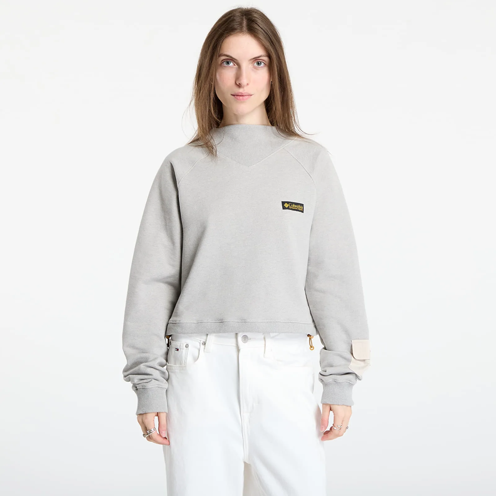 Дамски суитшърт Columbia High Cascades Crop French Terry LS тъмнобежов – Dark Stone – Дамски суитшърти без цип