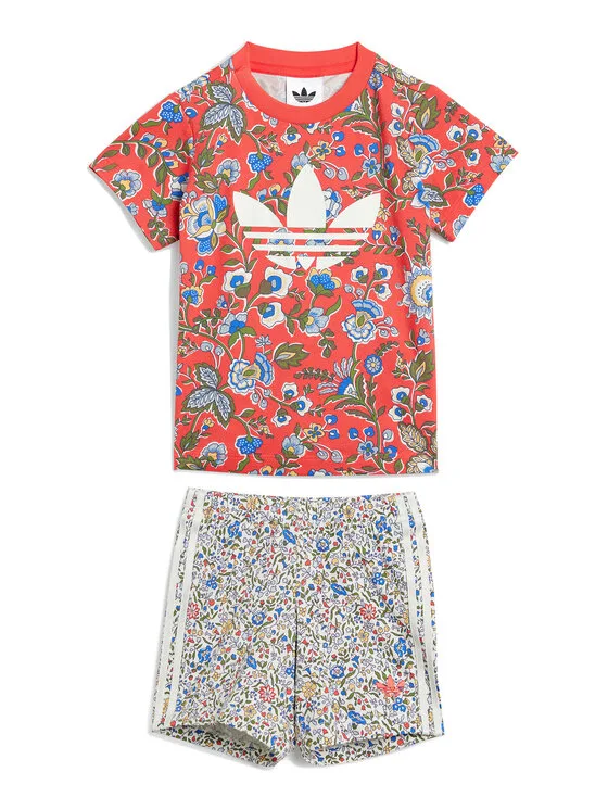 adidas Комплект тишърт и панталонки Liberty London JY3016 Червен Regular Fit – Детски комплекти