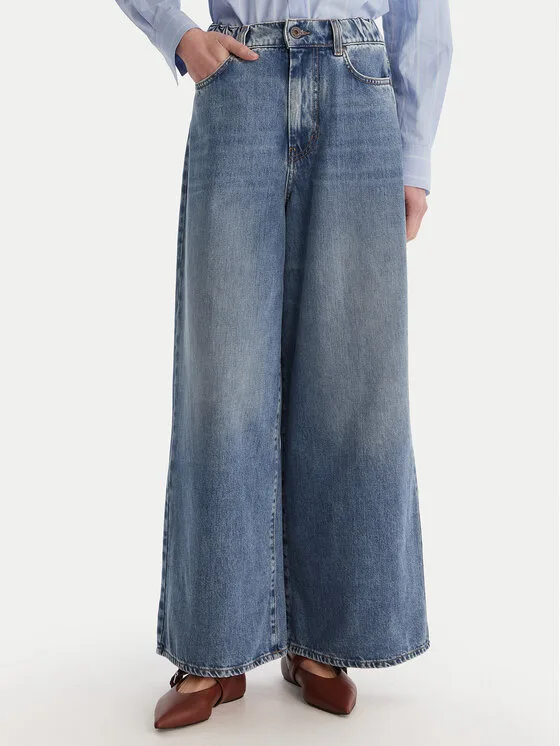 Weekend Max Mara Дънки Abete 2615181101 Тъмносин Wide Leg – Дамски дънки
