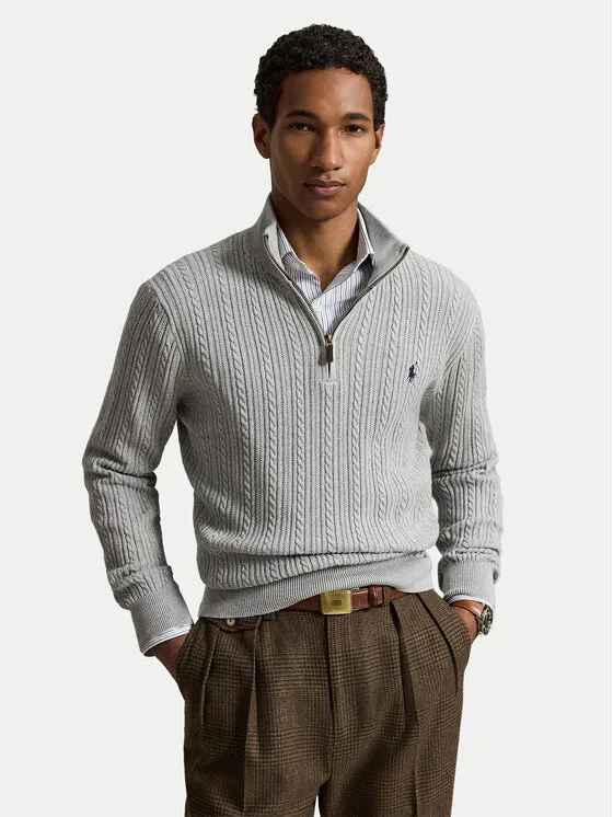 Polo Ralph Lauren Пуловер 710B26776002 Светлосив Regular Fit – Мъжки пуловери и жилетки