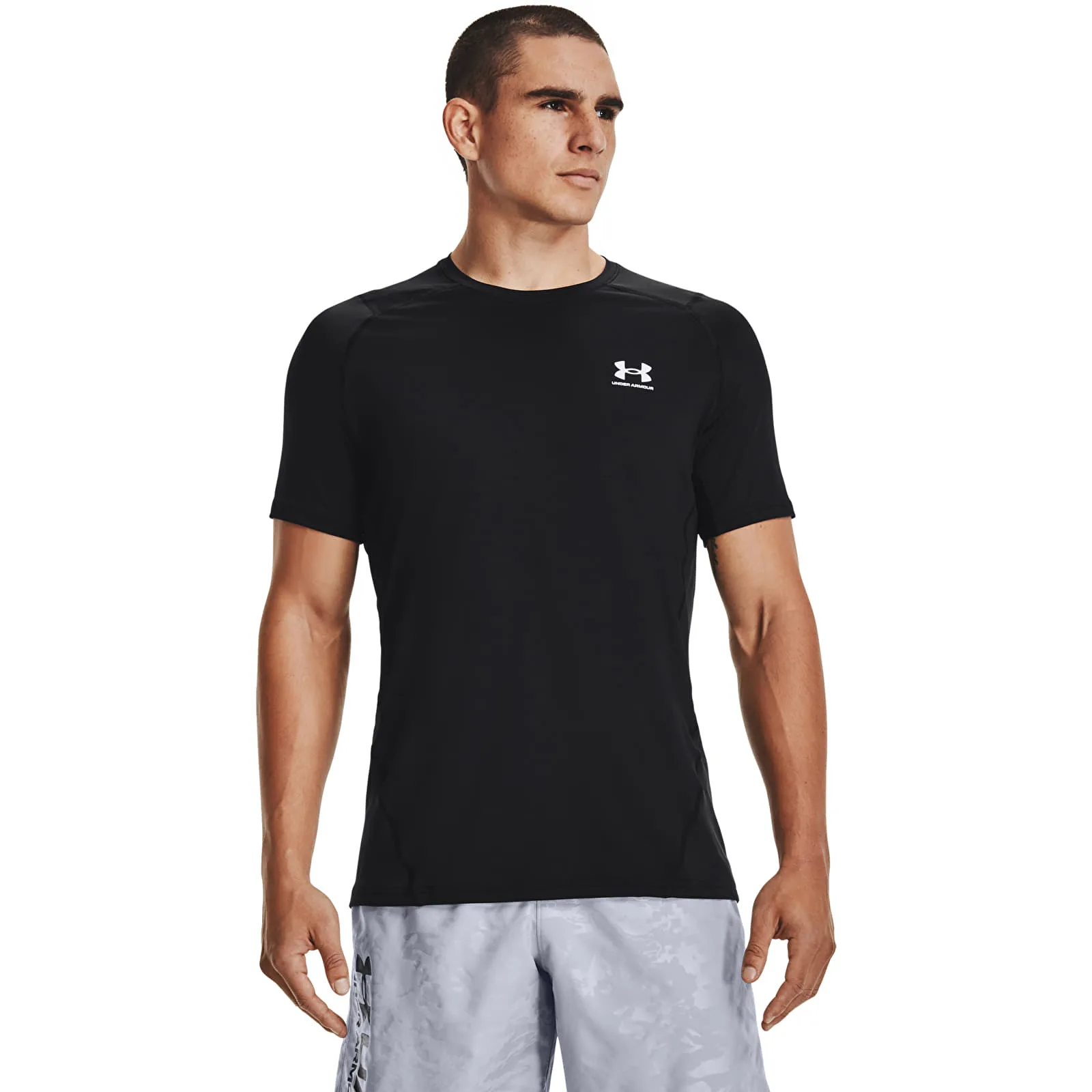 Тениска Under Armour Hg Armour Fitted SS Tee Black/ White S – Black|White – Мъжки тениски
