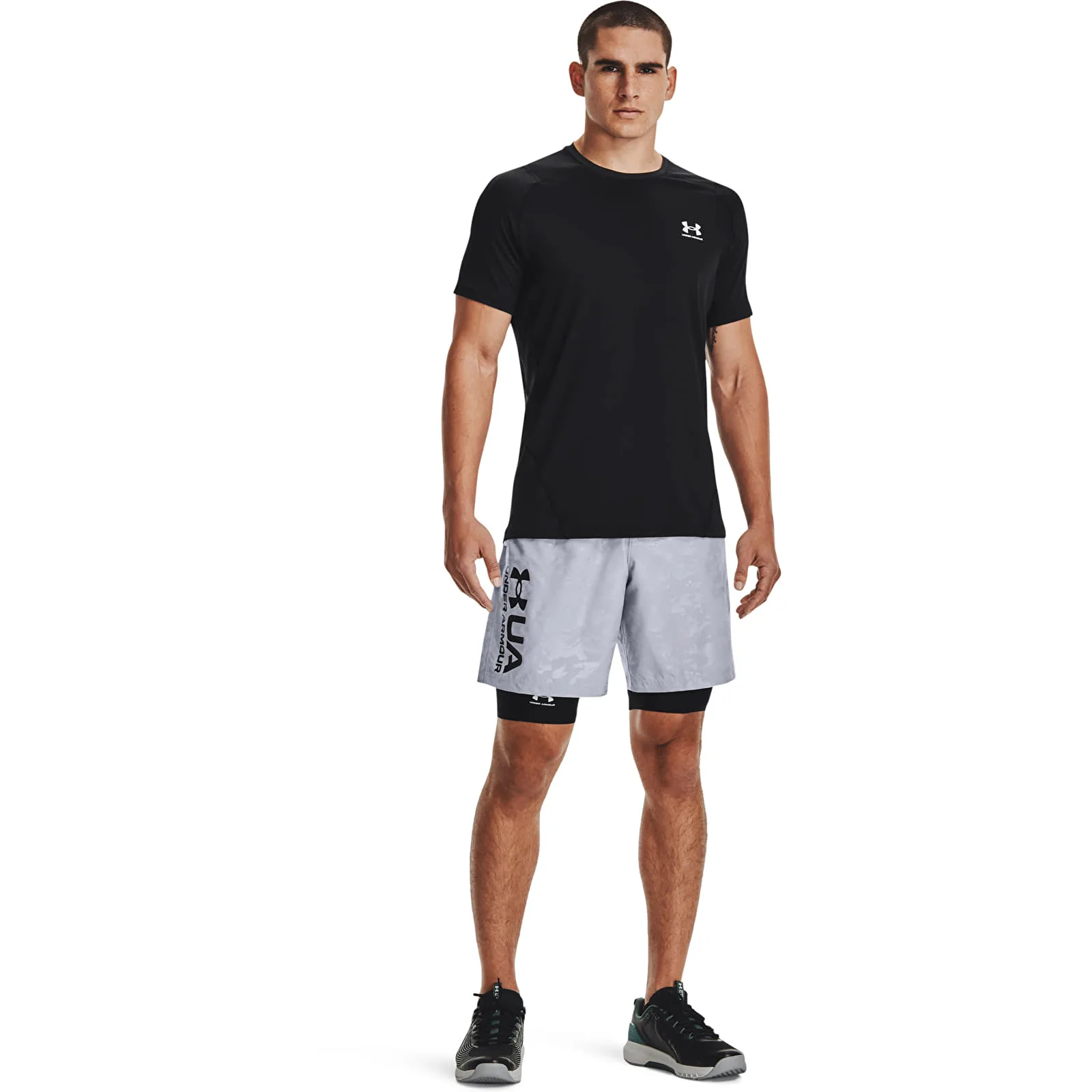 Тениска Under Armour Hg Armour Fitted SS Tee Black/ White S – Black|White – Мъжки тениски