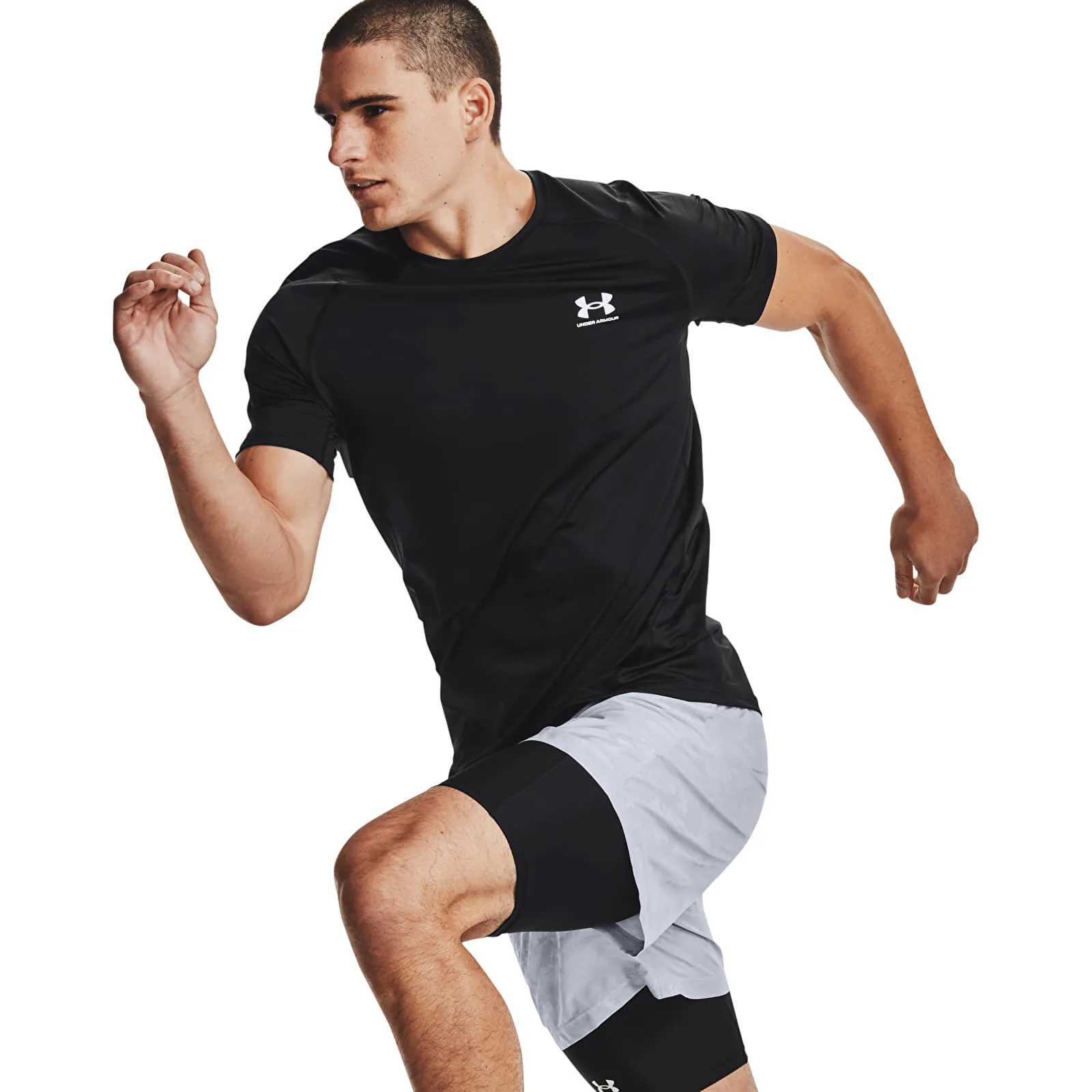 Тениска Under Armour Hg Armour Fitted SS Tee Black/ White S – Black|White – Мъжки тениски