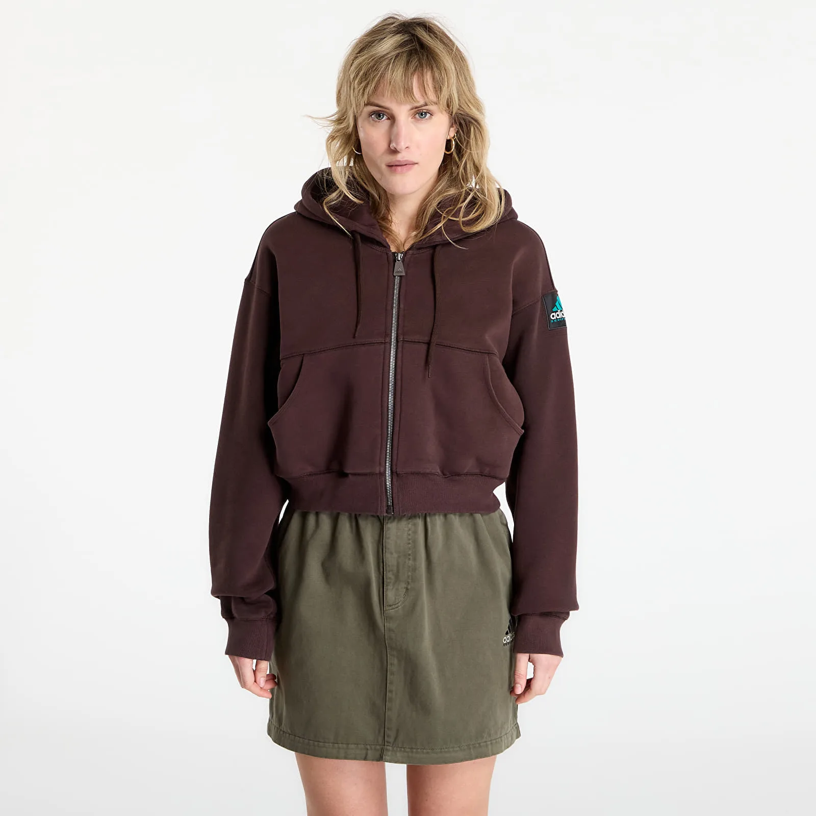 Дамски суитшърт с качулка adidas Originals Equipment Cropped кафяв – Aurora Coffee – Дамски худита