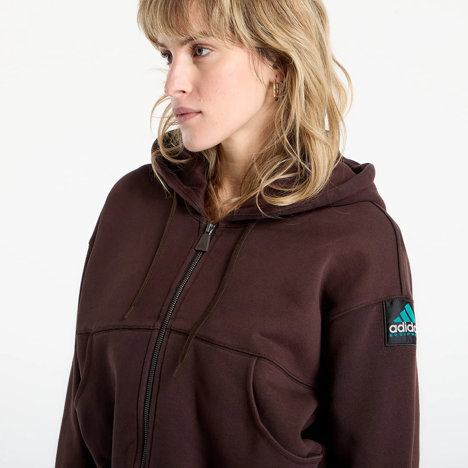 Дамски суитшърт с качулка adidas Originals Equipment Cropped кафяв – Aurora Coffee – Дамски худита