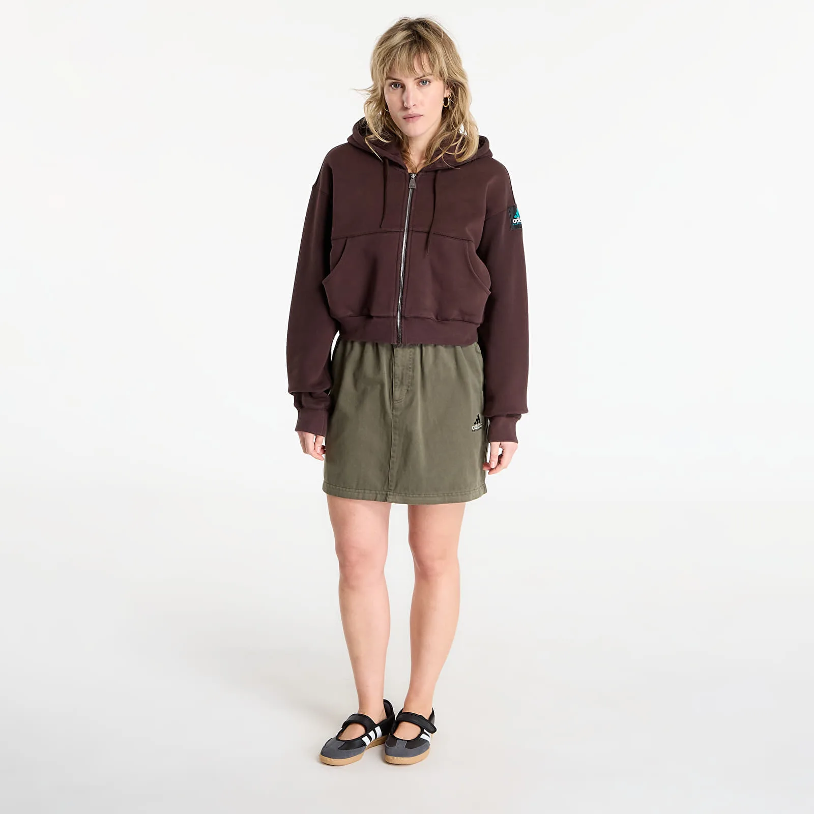 Дамски суитшърт с качулка adidas Originals Equipment Cropped кафяв – Aurora Coffee – Дамски худита