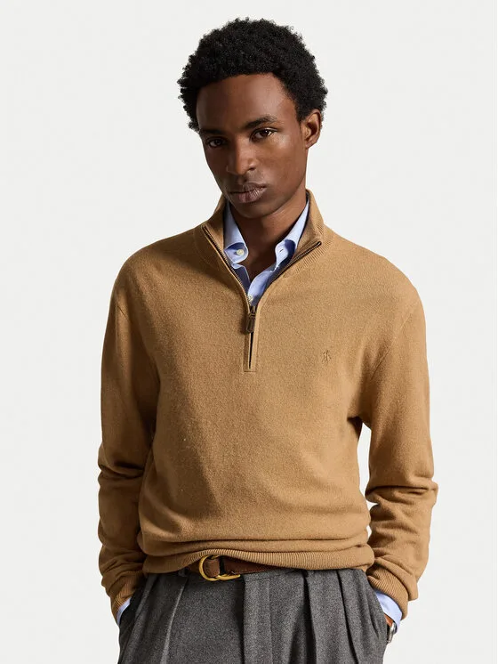 Polo Ralph Lauren Пуловер 710876756505 Тъмнобежов Regular Fit – Мъжки пуловери и жилетки