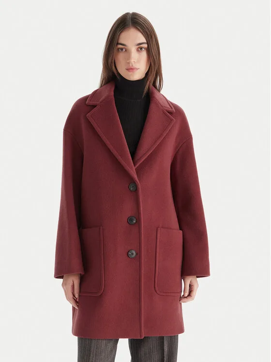 MAX&Co. Вълнено палто 2526016023200 Бордо Regular Fit – Дамски зимни палта