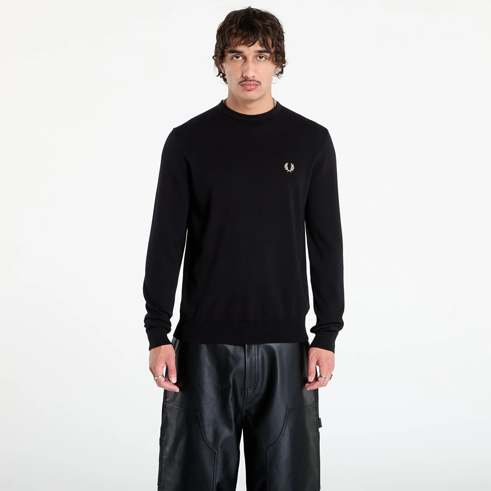 Пуловер FRED PERRY Classic Crew Neck Jumper Black M – Мъжки пуловери и жилетки