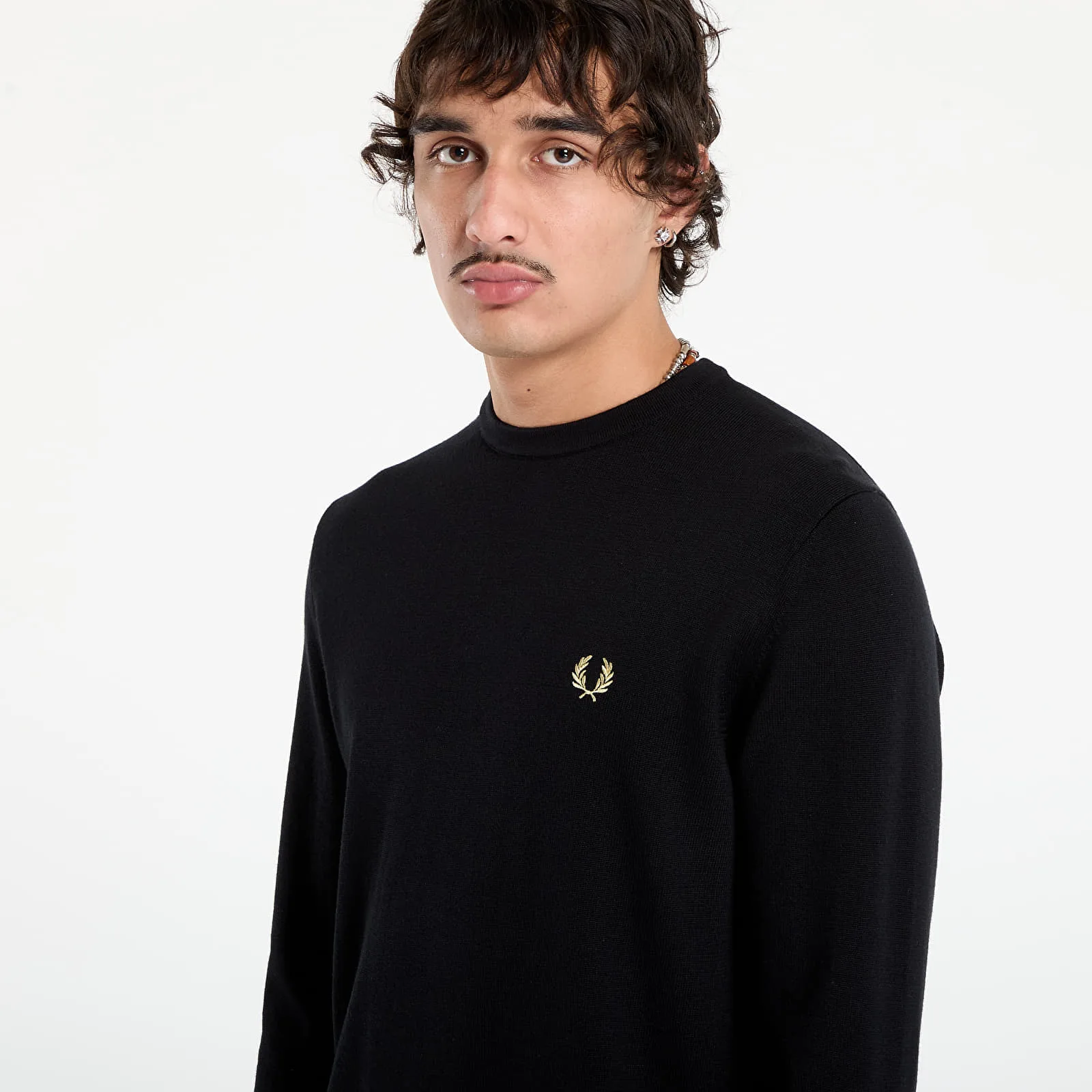Пуловер FRED PERRY Classic Crew Neck Jumper Black M – Мъжки пуловери и жилетки