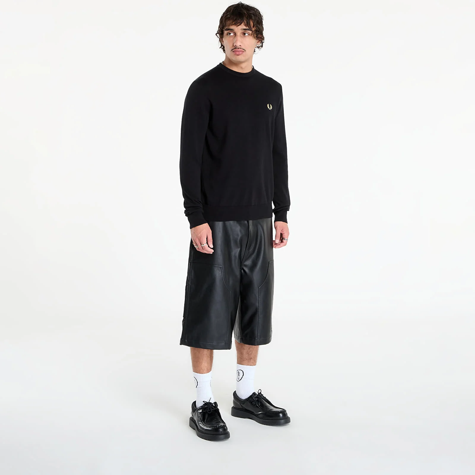 Пуловер FRED PERRY Classic Crew Neck Jumper Black M – Мъжки пуловери и жилетки