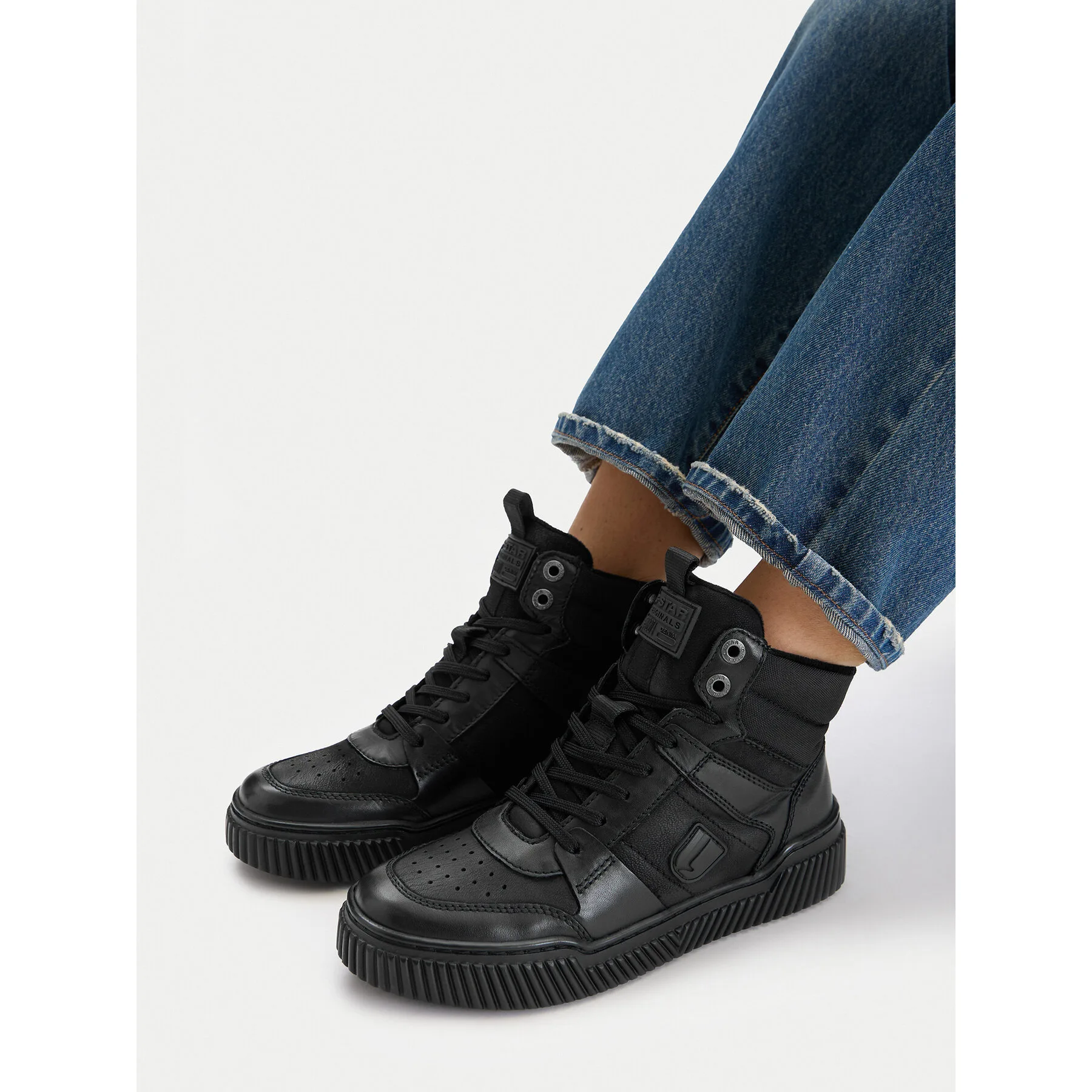 Дамски високи маратонки G-STAR Raw черни – Черен