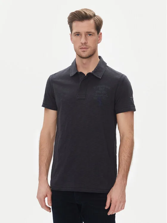 Aeronautica Militare Тениска с яка и копчета 251PO1857J680 Тъмносин Regular Fit – Мъжки поло тениски