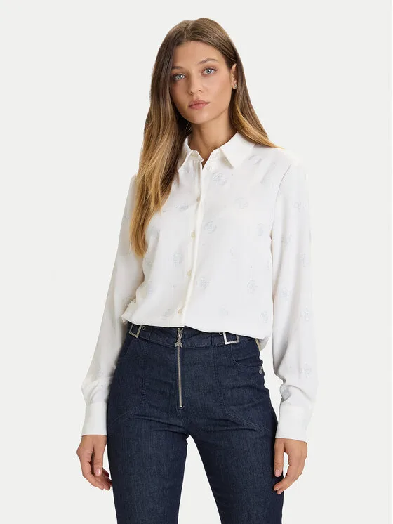 Дамска риза Guess W5BH80 W2982 бяла – Дамски ежедневни ризи