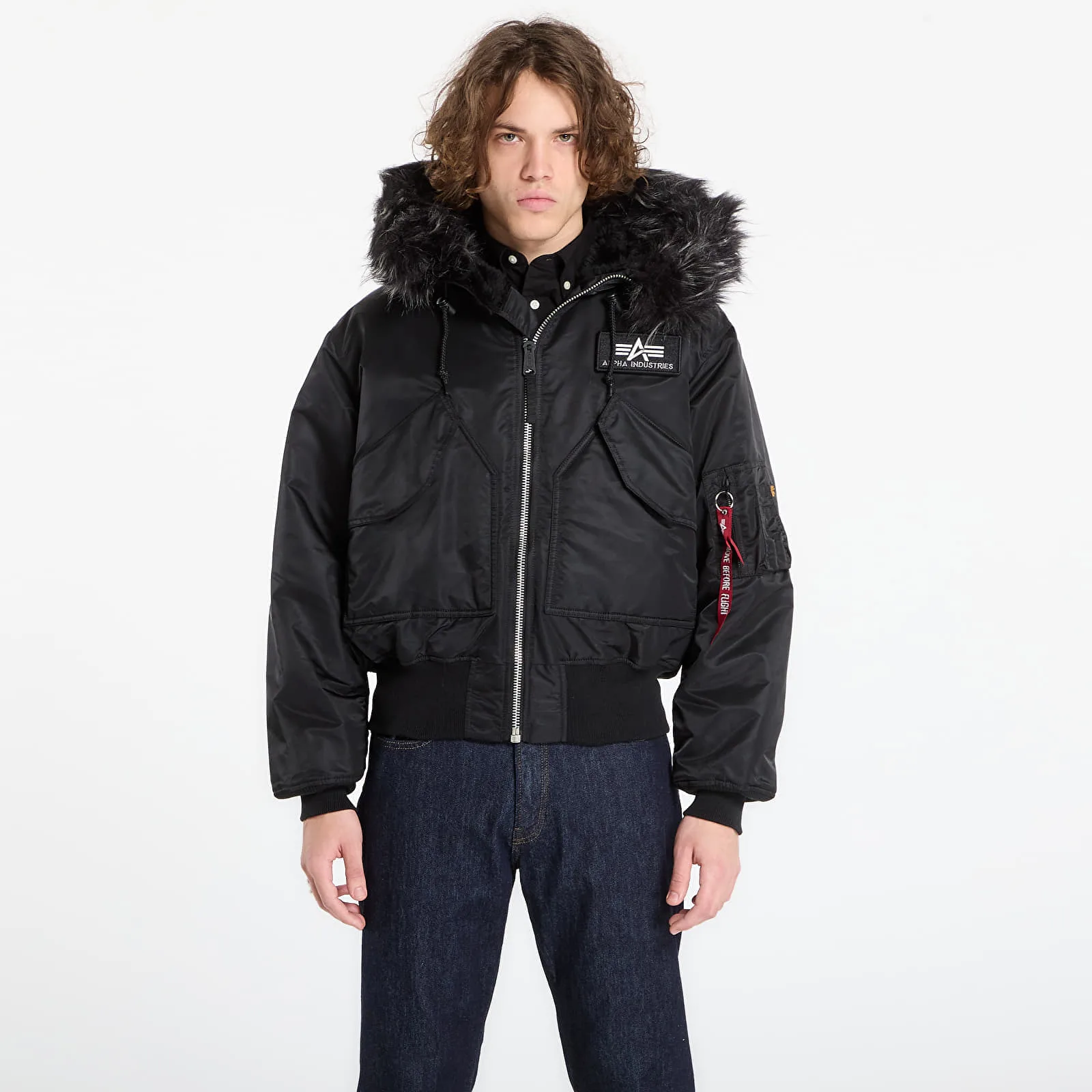 Мъжки суитшърт с качулка Alpha Industries Hooded Custom черен – Black – Мъжки худита
