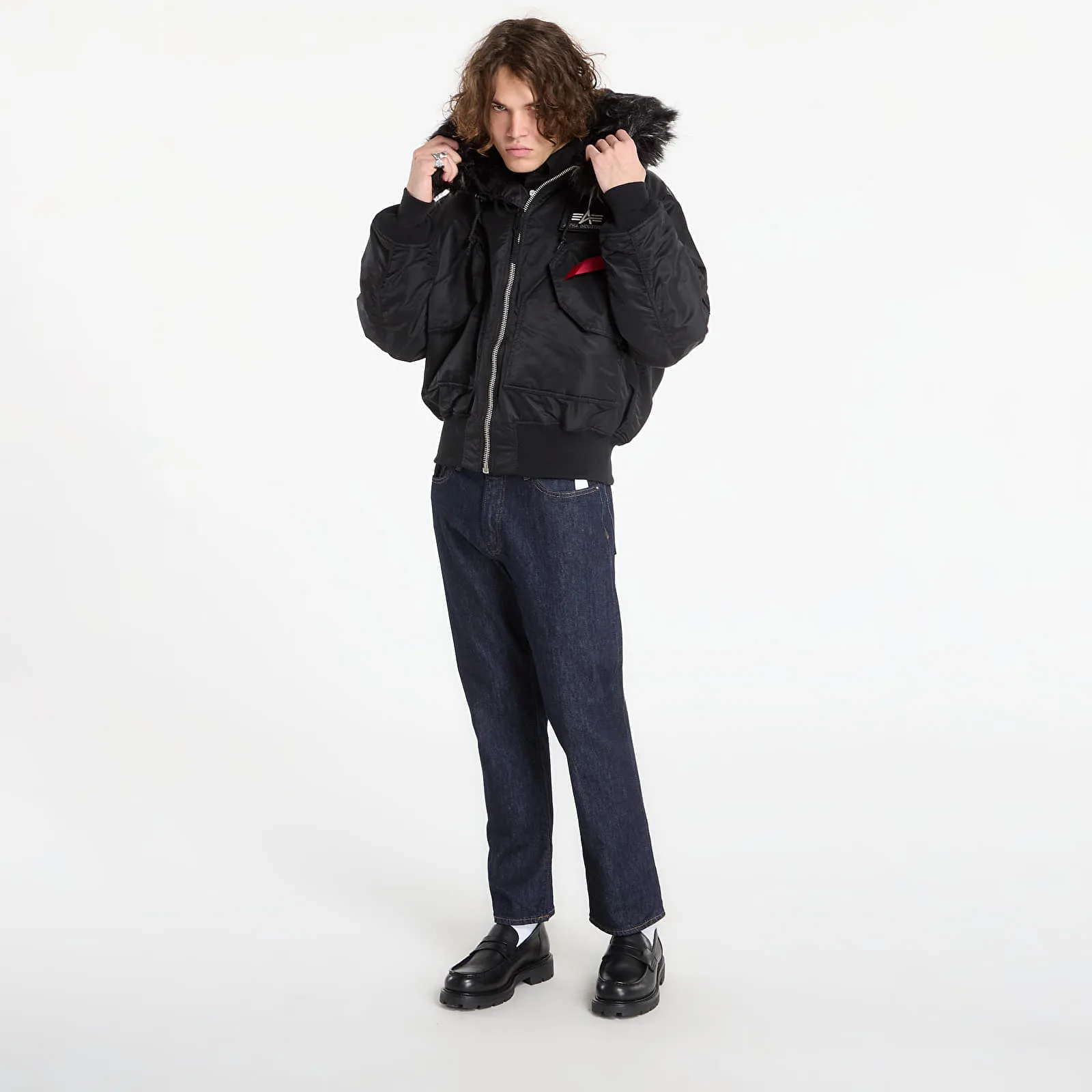 Мъжки суитшърт с качулка Alpha Industries Hooded Custom черен – Black – Мъжки худита