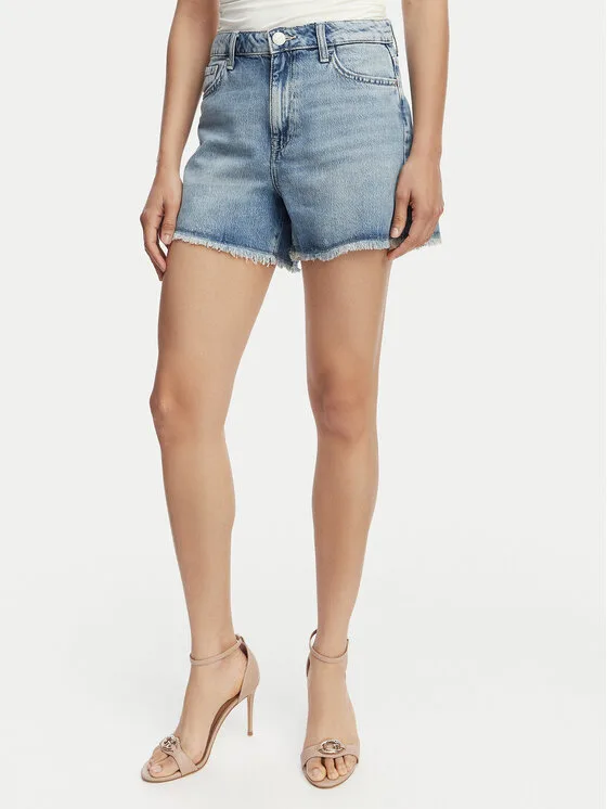 Guess Дънкови шорти W6GD74 D0726 Син Regular Fit – Дамски къси панталони