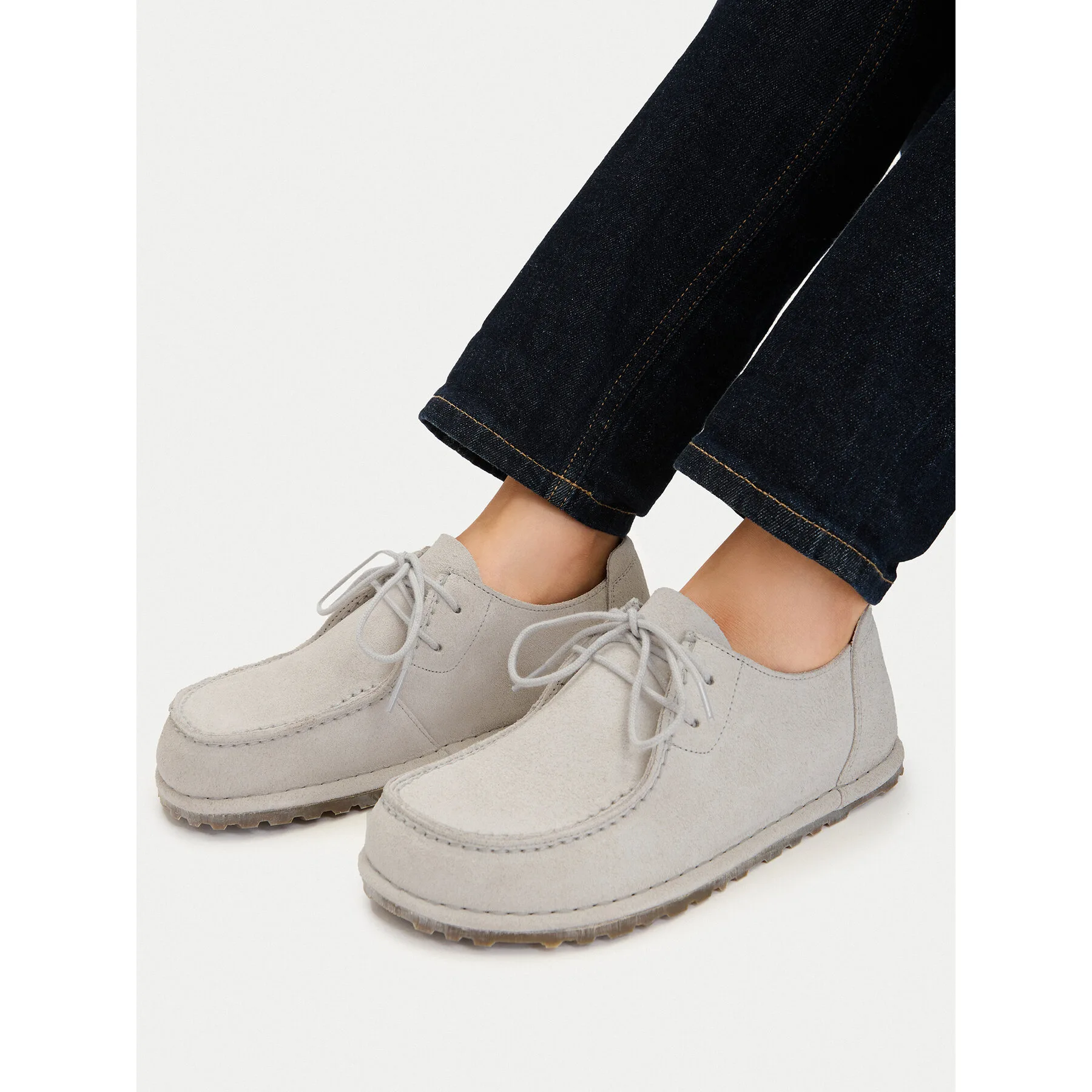 Дамски обувки Birkenstock Utti Lace кремави – Дамски равни затворени обувки