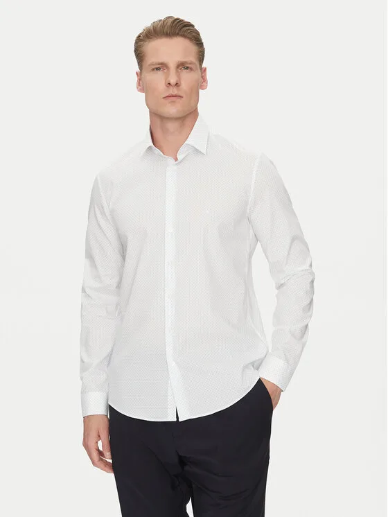 Calvin Klein Риза K10K112743 Бял Extra Slim Fit – Мъжки ризи