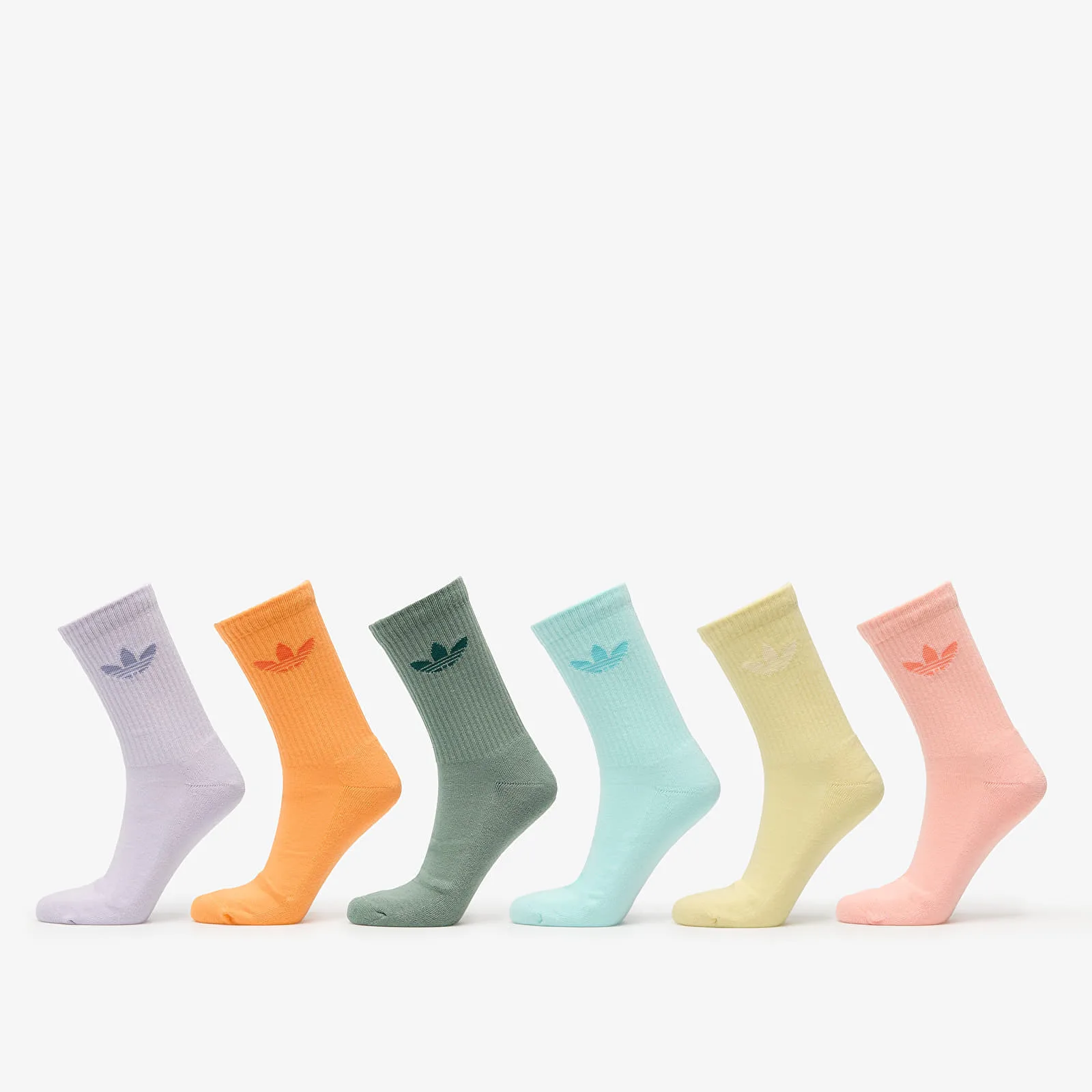 Чорапи adidas Trefoil Crew Cushion Socks 6-Pack Silver Green/ Glow Pink/ Powder Yellow M – Silver Green|Glow Pink|Powder Yellow