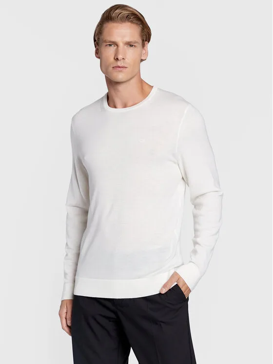 Calvin Klein Пуловер Superior K10K109474 Бял Regular Fit – Мъжки пуловери и жилетки