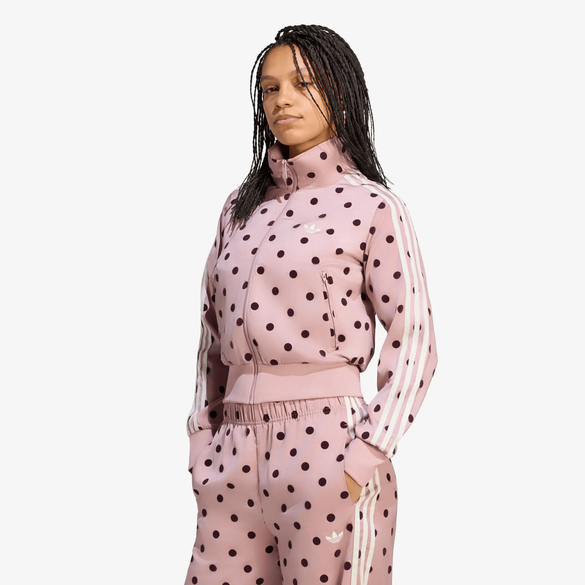 Дамски суитшърт с цип adidas Originals Satin Polka Dots Tt лилав – Dual Lilac – Дамски суитшърти с цип
