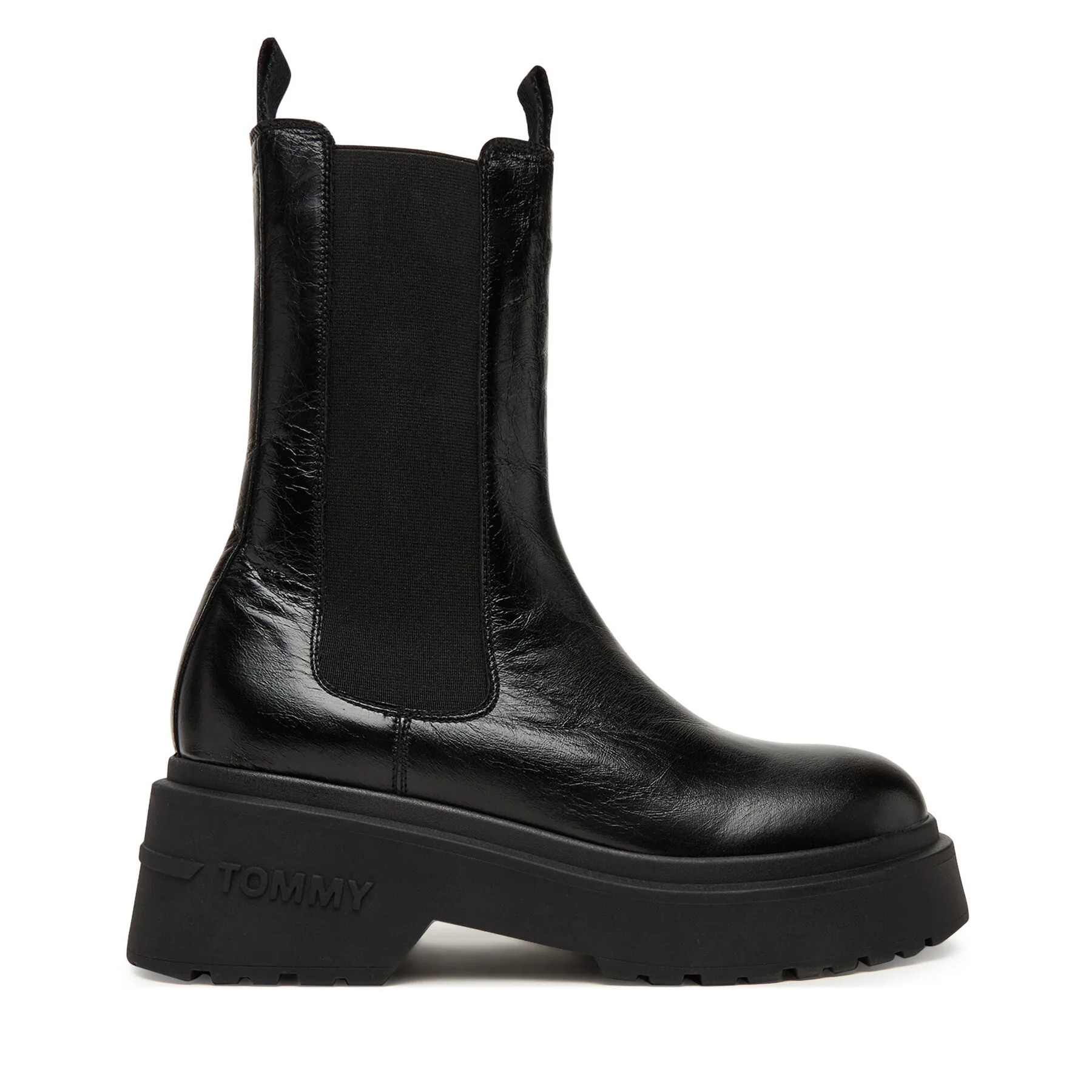 Боти тип челси Tommy Jeans Tjw Chunky Shiny EN0EN02888 Черен – Дамски равни боти