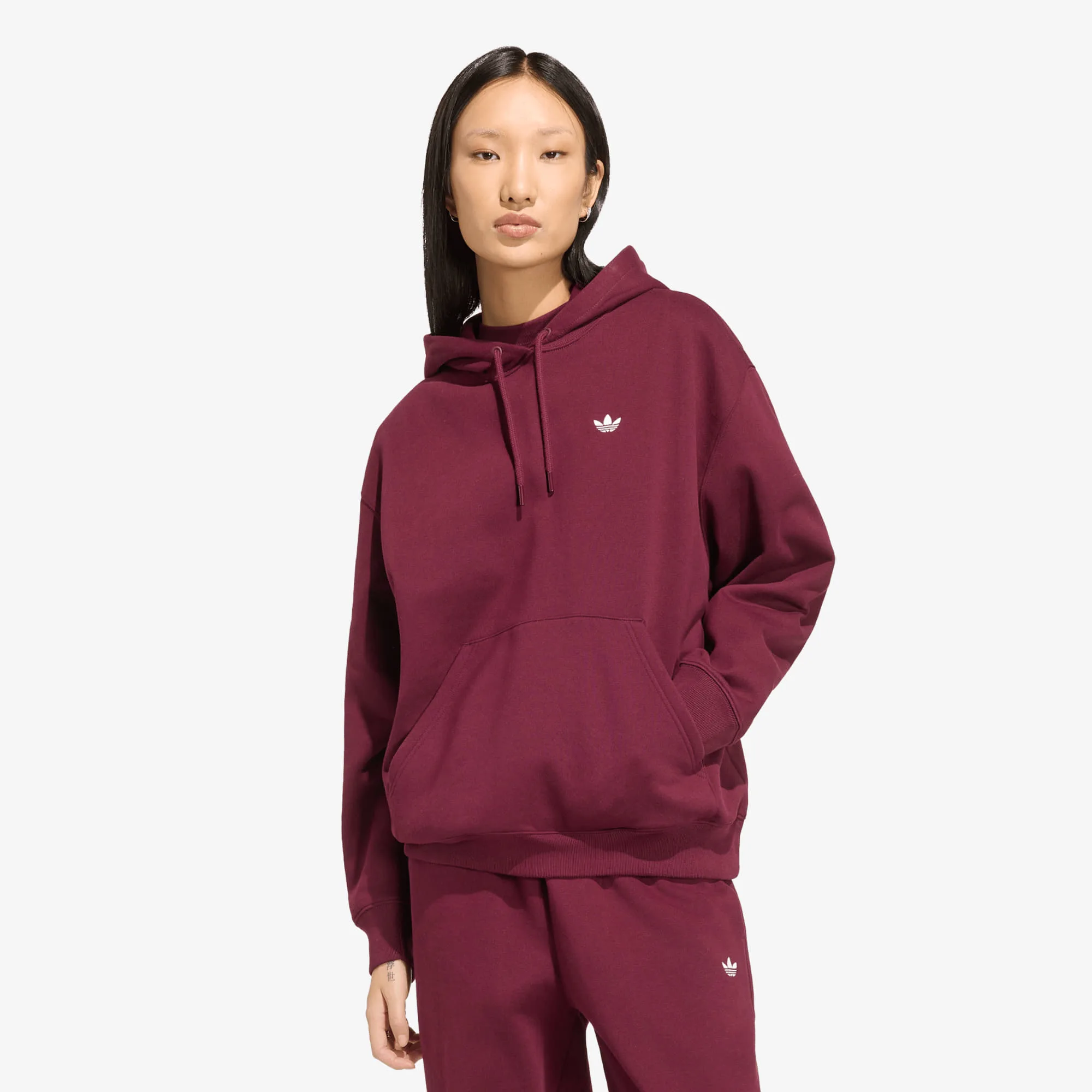 Дамски суитшърт с качулка adidas Originals Essentials Oversized бордо – Maroon – Дамски худита