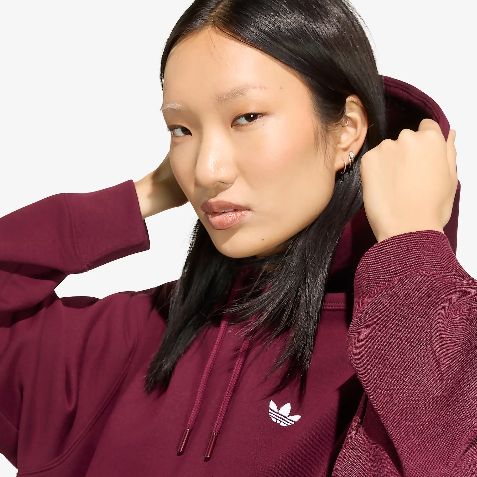 Дамски суитшърт с качулка adidas Originals Essentials Oversized бордо – Maroon – Дамски худита