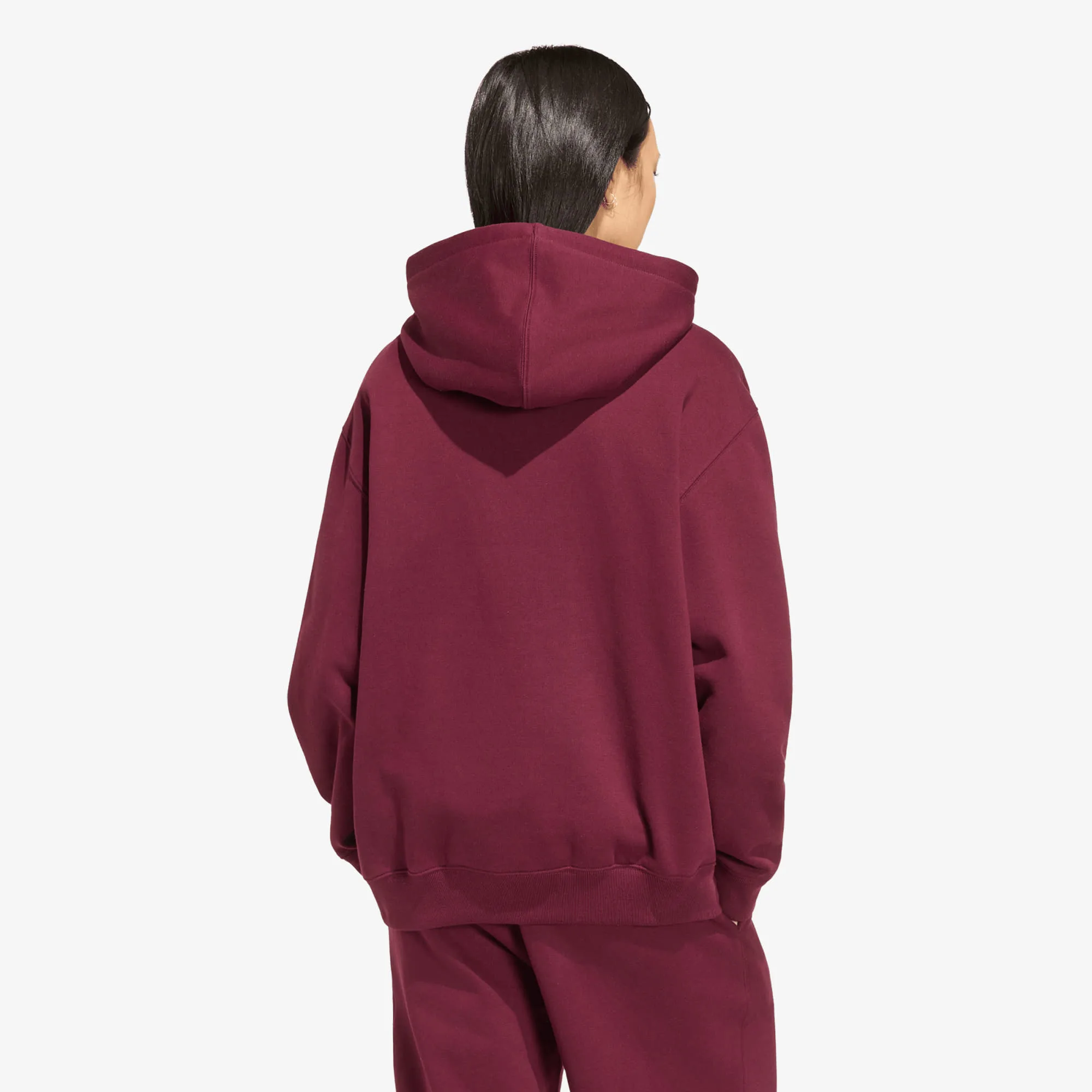 Дамски суитшърт с качулка adidas Originals Essentials Oversized бордо – Maroon – Дамски худита