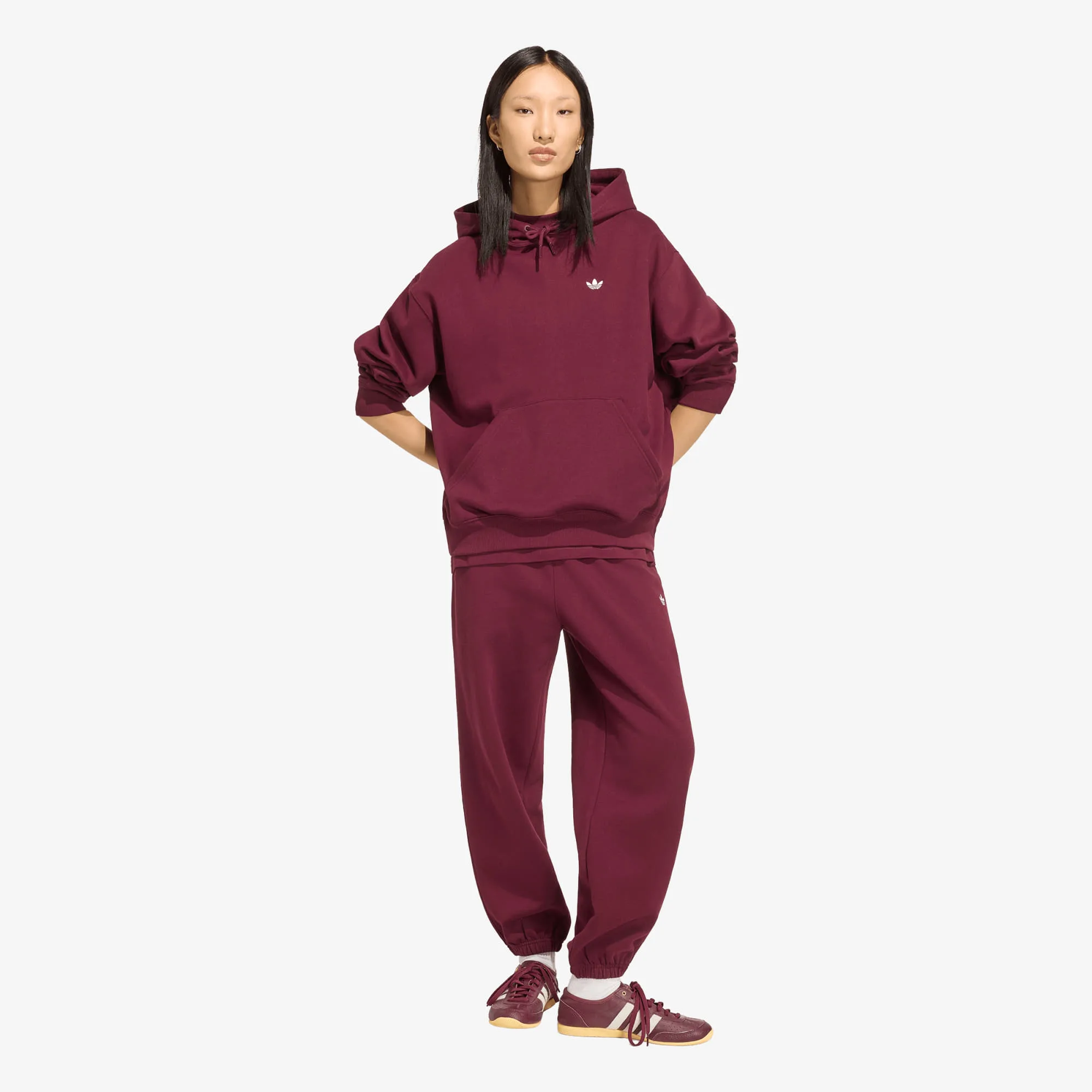 Дамски суитшърт с качулка adidas Originals Essentials Oversized бордо – Maroon – Дамски худита