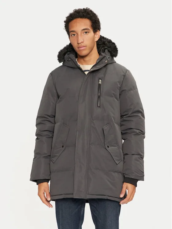 Brave Soul Пухено яке MJK-COLNEGREY Сив Regular Fit – Мъжки пухени якета