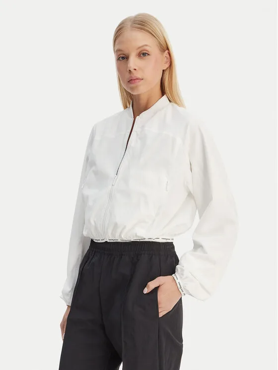 Дамско яке бомбър Tommy Jeans DW0DW22323 бяло – Дамски бомбър якета