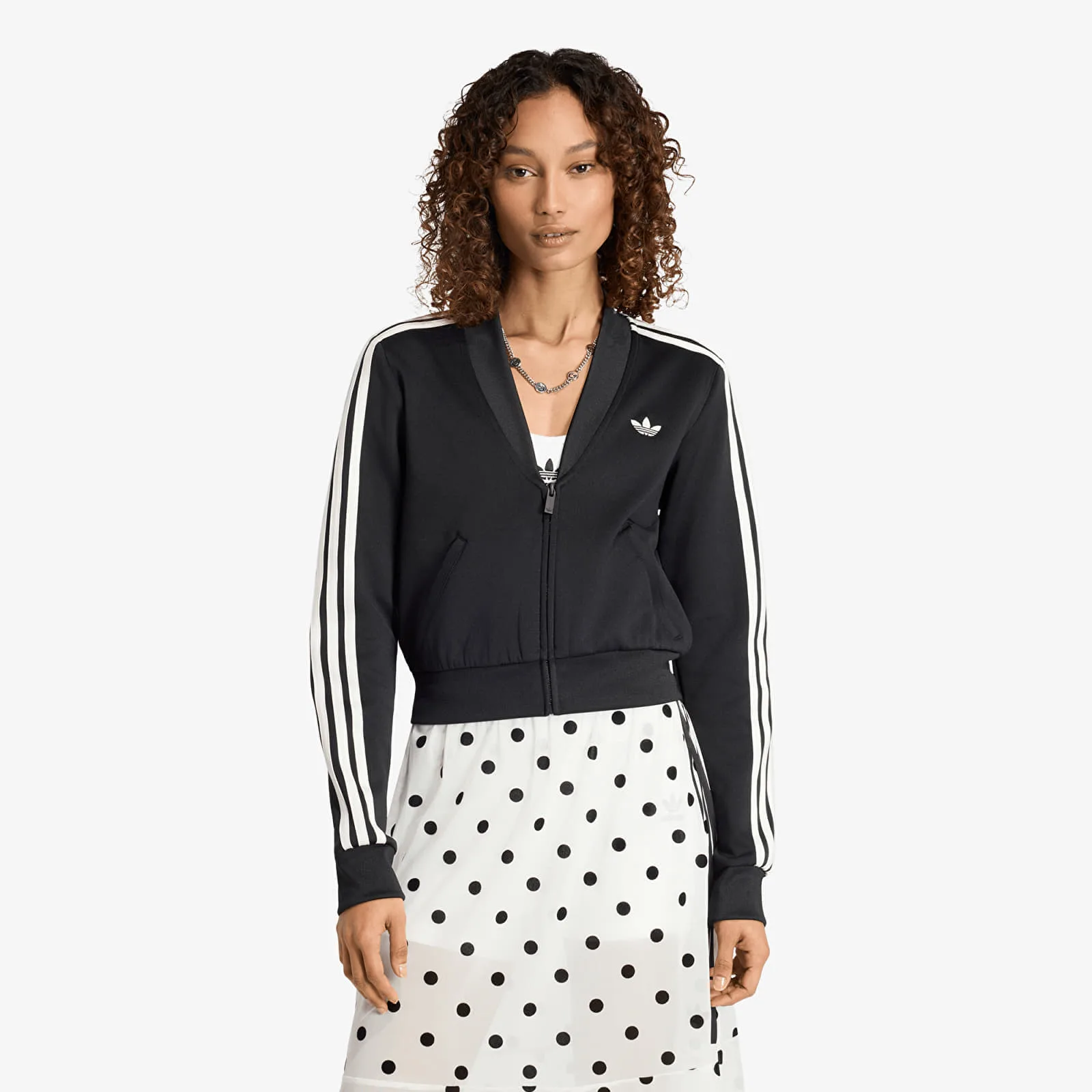 Дамски суитшърт с цип adidas Originals V-Neck Superstar черен – Black – Дамски суитшърти с цип