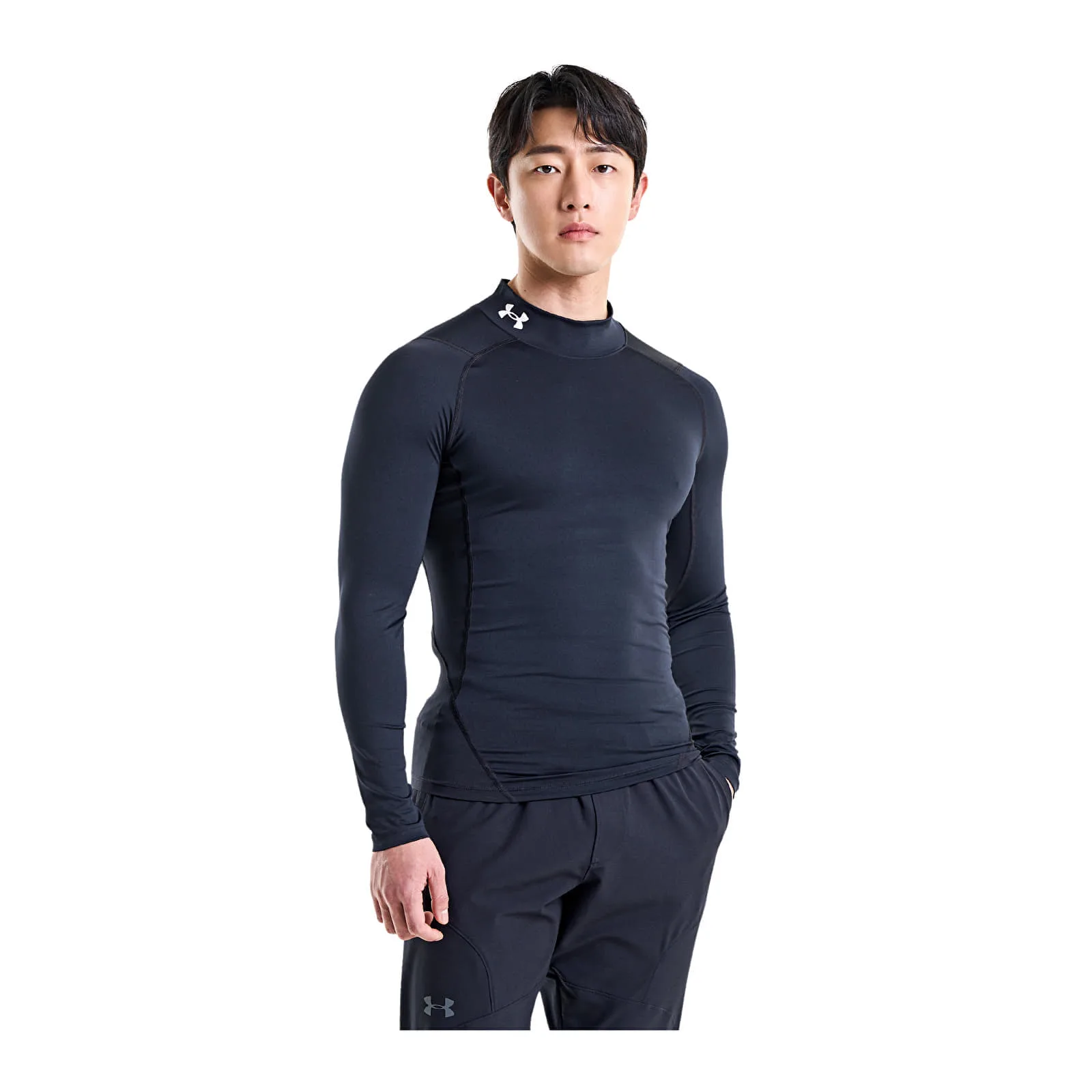 Тениска Under Armour Hg Armour Comp Mock LS Black/ White – Black|White – Мъжки тениски
