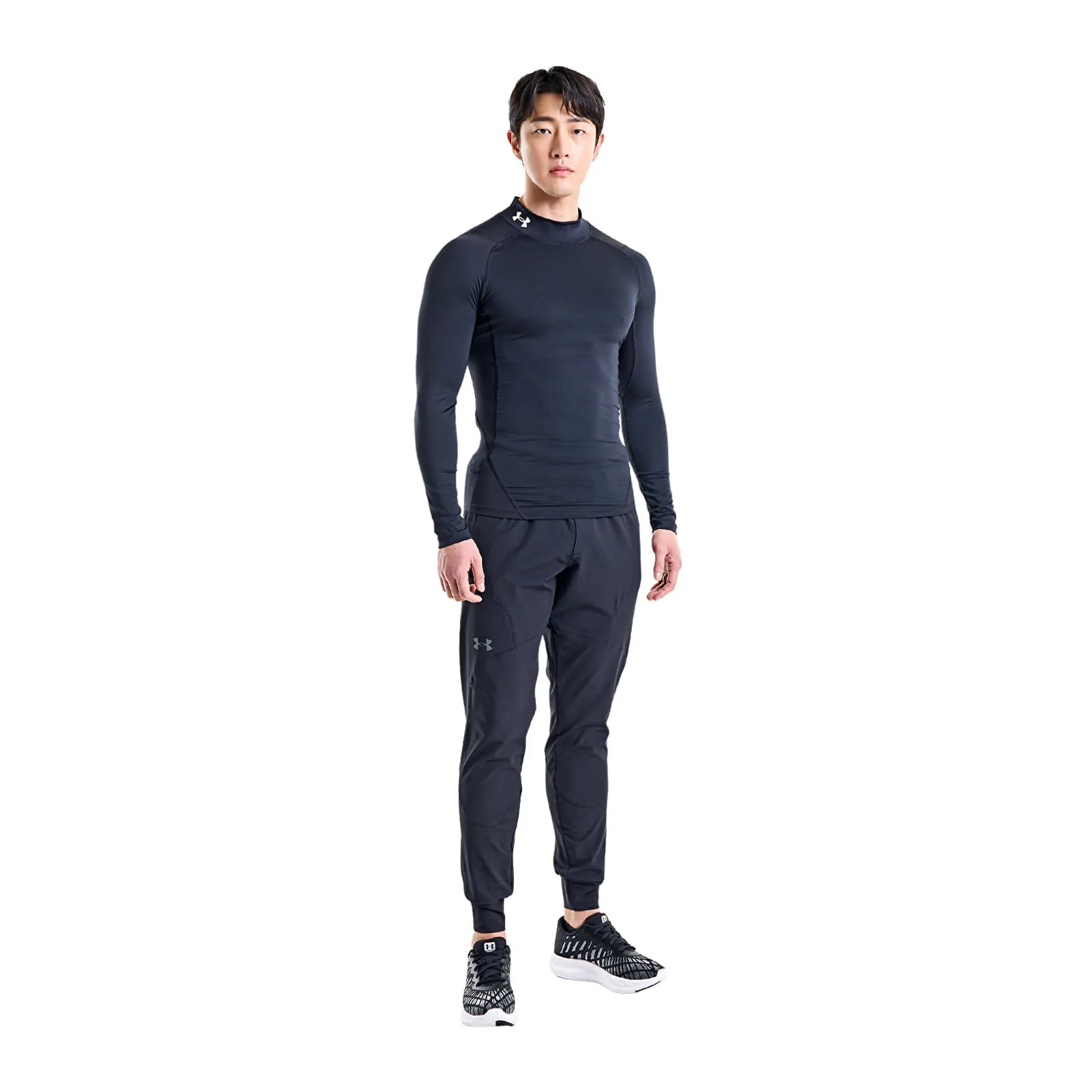 Тениска Under Armour Hg Armour Comp Mock LS Black/ White – Black|White – Мъжки тениски